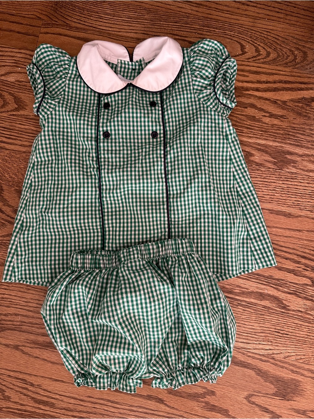 Little English Green Gingham Peter Pan Collar Set